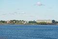 View of the industrial part of the village of Rabocheostrovsk, Kem. Royalty Free Stock Photo