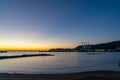 View of the industrial port and harbor of Vado Ligure at sunrise