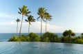 View from infinity edge pool to ocean and palms