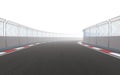 View of the infinity empty asphalt international race track, 3d rendering Royalty Free Stock Photo
