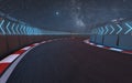 View of the infinity empty asphalt international race track, 3d rendering Royalty Free Stock Photo