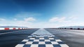 View of the infinity empty asphalt international race track, digital imaging retouch and montage background. Royalty Free Stock Photo