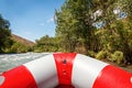View from an inflatable boat to a mountain river ready to raft Royalty Free Stock Photo