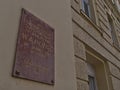 View of information sign at square Judenplatz in the historic center of Vienna, Austria.