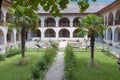 View of the inner courtyard of Caravanserai in Sheki 18th-19th century. Historical medieval buildings Azerbaijan. Royalty Free Stock Photo