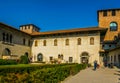 view of an inner courtyard of the castelvecchi in the italian city verona...IMAGE Royalty Free Stock Photo