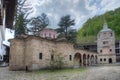 view of an inner courtyard of the famous troyan monastery in Bul Royalty Free Stock Photo