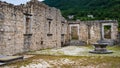 view of the inner courtyard of the medieval castle of Laviano, Italy