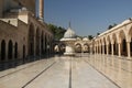 View of the inner courtyard of Rizvaniye Mosque with fountain in the historical part of Sanliurfa in Turkey