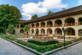 View of the inner courtyard of Upper caravanserai in Sheki. Azerbaijan Royalty Free Stock Photo