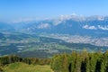 View of Innsbruck from the nearby Patscherkofel mountain at 2000m above sea level. Austria, Europe