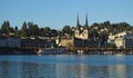 View from Inseli Park over Lake Lucerne towards Lucerne centre