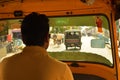 View from the inside of an auto-rickshaw in West Bengal, India