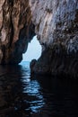 View from inside the Blue Grotto sea cave. Malta Royalty Free Stock Photo