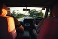 View from the inside of car on the African road