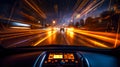 View from the inside of a car moving fast with high speed motion blur Royalty Free Stock Photo