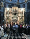 A view of the inside of the Church of the Holy Sepulchre Royalty Free Stock Photo