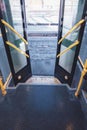 view from inside a city public transport bus at sunset Royalty Free Stock Photo