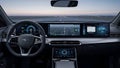Modern Car Interior Digital Dashboard and Navigation Screen Royalty Free Stock Photo