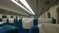 View of the inside of an empty Bullet train (Shinkansen) carriage