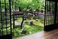 View from inside on a japanese garden in Kyoto Royalty Free Stock Photo