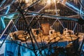 View inside Jimmys Lodge Snow Globes pop up restaurants in Southbank, London, UK