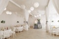 A view inside a marquee set up for a wedding reception Royalty Free Stock Photo