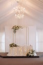 A view inside a marquee set up for a wedding reception Royalty Free Stock Photo