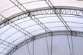 View from inside of metal roof structure with canvas of large dome event tent Royalty Free Stock Photo