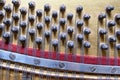 View inside of an old piano, repair and tuning of keyboard musical instruments