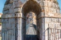 View from inside an old stone aqueduct