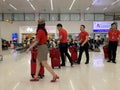 Space inside an airport waiting house, people waiting for check-in procedures - Hanoi, Vietnam April 16, 2019 Royalty Free Stock Photo