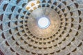 View inside the Pantheon's dome in Rome, Italy Royalty Free Stock Photo