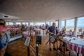 View inside the restaurant at the visitor centre at Islote de Hilario in Timanfaya National Park, Lanzarote, Spain Royalty Free Stock Photo