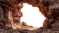 View from inside a rocky cave looking through a natural arch to transparent background Royalty Free Stock Photo