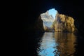 View from inside of a sea cave, a local landmark on the island of Malta Royalty Free Stock Photo