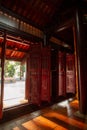 View from inside temple at Tran Quoc Pagoda, Hanoi, Vietnam Royalty Free Stock Photo