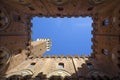 View from inside The Torre del Mangia a tower in Siena, Italy. Royalty Free Stock Photo
