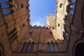 View from inside The Torre del Mangia a tower in Siena, Italy. Royalty Free Stock Photo