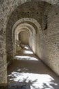 view inside a tunnel of the castle of GjirokastÃÂ«r, architecture of the Ottoman empire in Albania.