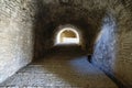 view inside a tunnel of the castle of GjirokastÃÂ«r, architecture of the Ottoman empire in Albania.