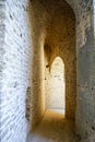 view inside a tunnel of the castle of GjirokastÃÂ«r, architecture of the Ottoman empire in Albania.