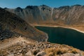 View inside of Volcano Nevado de Toluca National park with lakes inside the crater. landscape near of Mexico City