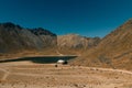 View inside of Volcano Nevado de Toluca National park with lakes inside the crater. landscape near of Mexico City