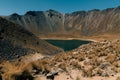 View inside of Volcano Nevado de Toluca National park with lakes inside the crater. landscape near of Mexico City