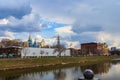 View of Intercession (Pokrovsky) Monastery and the Lopan river in Kharkov, Ukraine