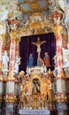 View of the art on the interior of the Pilgrimage Church of Wies in Steingaden, Weilheim-Schongau district, Bavaria, Germany