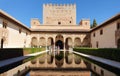 View of the interior of the beautiful Court of the Myrtles in Granada, Spain