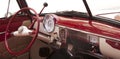 View of the interior of a classic American convertible car from the 50s parked in a street in Havana, Cuba Royalty Free Stock Photo