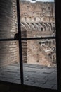 View of the interior of the Coliseum in Rome from an interior window Royalty Free Stock Photo